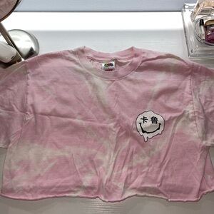 cropped pink tie dye tee